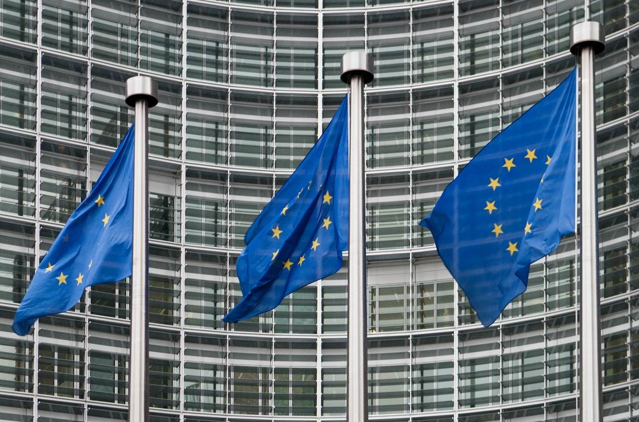 Vlaggen met het logo van de Europese Unie